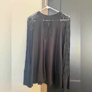 Maurices Black Knit Top with Lace Detail